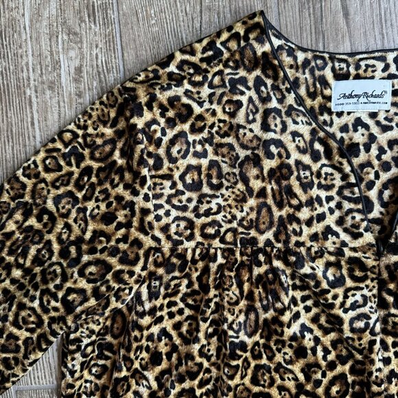 2/$18 SALE! Anthony Richards MuuMuu Womens M Leopard House Dress Robe Velour Vtg - Picture 6 of 10